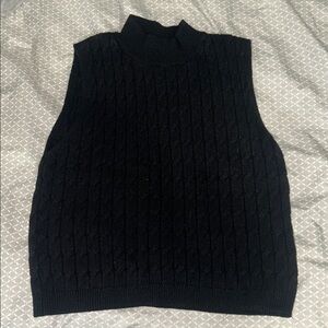 Blue Rain Black Cable Knit Sweater Vest